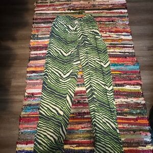 Green and White Striped Men's Joggers